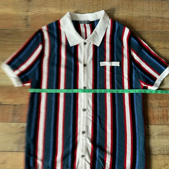 PJ Paul Jones Mens Striped Short Sleeve Button-Up Shirt - L - Picture 2 of 6